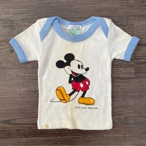 VINTAGE 70S MICKEY MOUSE GRAPHIC RING T-SHIRT  WHITE KIDS 0-6 MONTHS